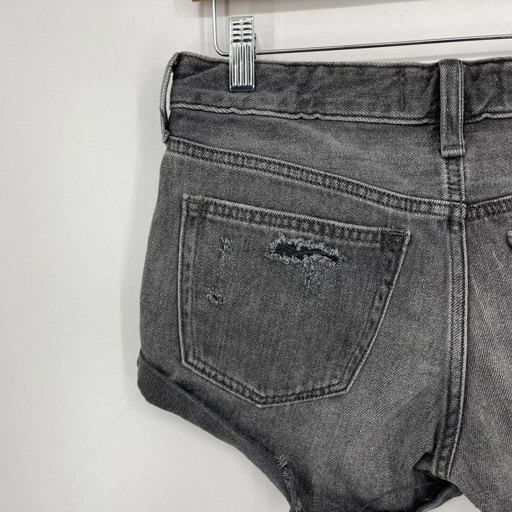 Free People We The Free Makai Cutoff Denim Shorts Distressed Black 25 Button Fly